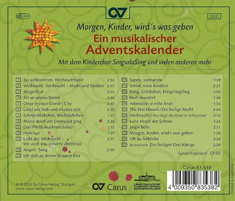 Produktbild: Kinderchor Singsalasing/Calmus Ensembl: Morgen,Kinder,wird '