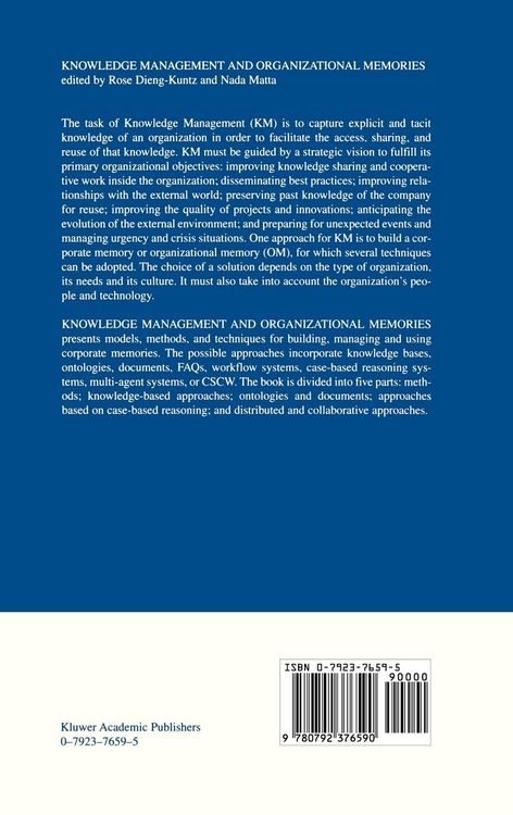 Produktbild: Knowledge Management and Organizational Memories