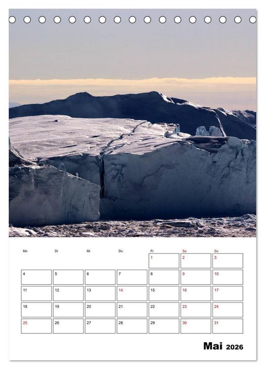 Produktbild: Die Eisberge von Ilulissat (Tischkalender 2026 DIN A5 hoch), CALVENDO Monatskalender