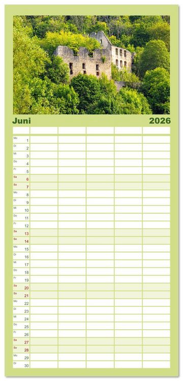 Produktbild: Familienplaner 2026 - Unterwegs im Gro&szlig;en Lautertal mit 5 Spalten (Wandkalender, 21 x 45 cm) CALVENDO