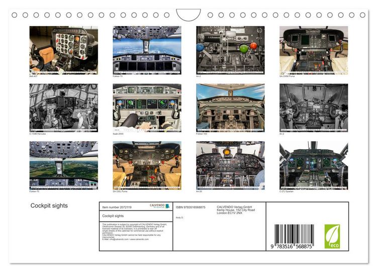 Produktbild: Cockpit sights (Wall Calendar 2026 DIN A4 landscape), CALVENDO 12 Month Wall Calendar