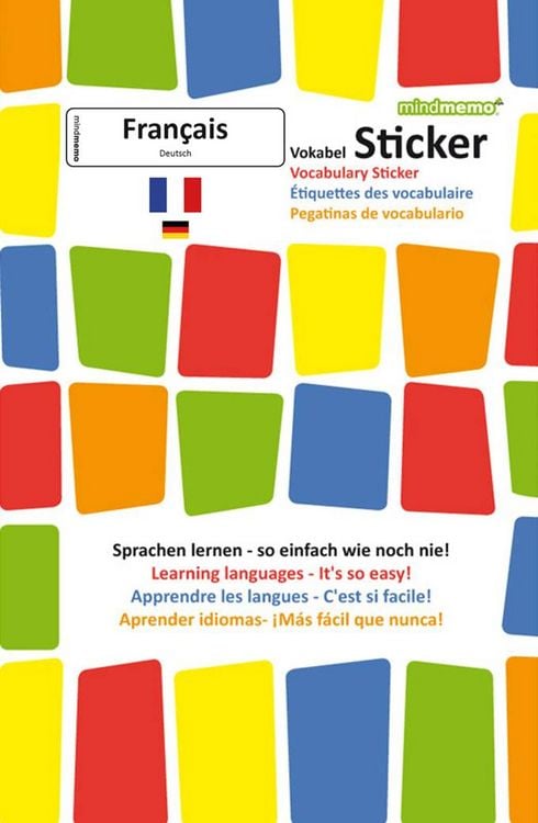 Produktbild: mindmemo Vokabel Sticker - Grundwortschatz Franz&ouml;sisch / Deutsch - 280 Vokabel Aufkleber f&uuml;r Kinder und Erwachsene