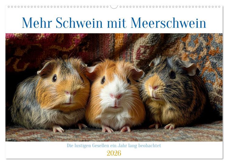 Produktbild: Mehr Schwein mit Meerschwein (Wandkalender 2026 DIN A2 quer), CALVENDO Monatskalender