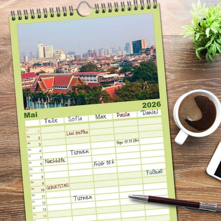 Produktbild: Familienplaner 2026 - Zauberhaftes Thailand mit 5 Spalten (Wandkalender, 21 x 45 cm) CALVENDO