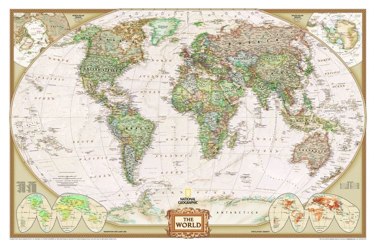 Produktbild: National Geographic Weltkarte auf Kork-Pinnwand in Englisch, 90x60cm