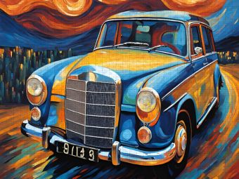 Produktbild: CALVENDO Puzzle Oldtimer im Stil von van Gogh | 1000 Teile Lege-Gr&ouml;&szlig;e 64x48cm Foto-Puzzle f&uuml;r gl&uuml;ckliche Stunden