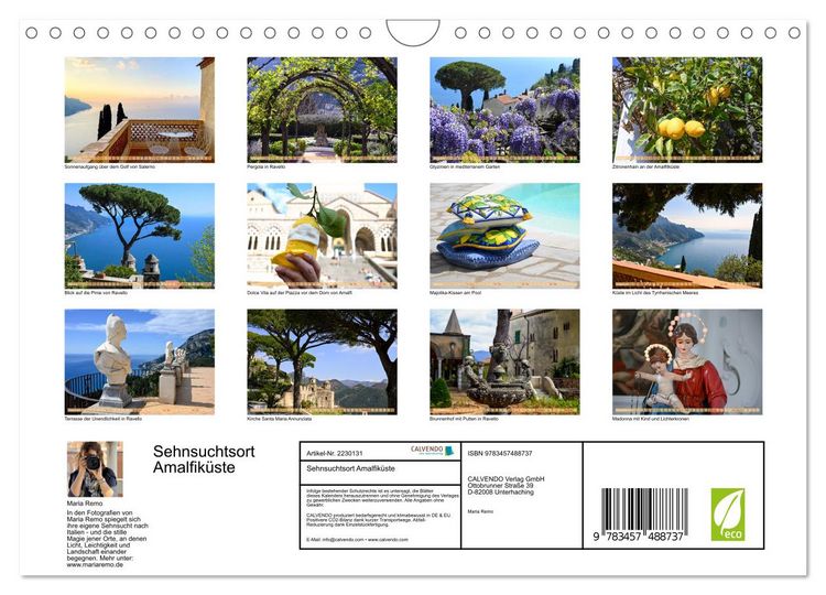 Produktbild: Sehnsuchtsort Amalfik&uuml;ste (Wandkalender 2026 DIN A4 quer), CALVENDO Monatskalender