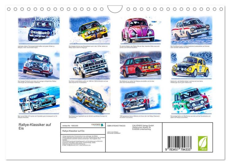 Produktbild: Rallye-Klassiker auf Eis (Wandkalender 2026 DIN A4 quer), CALVENDO Monatskalender