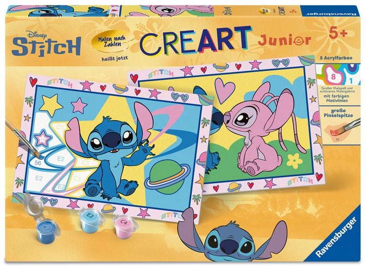 Produktbild: CreArt, Malen nach Zahlen Junior - Disney Stitch & Angel