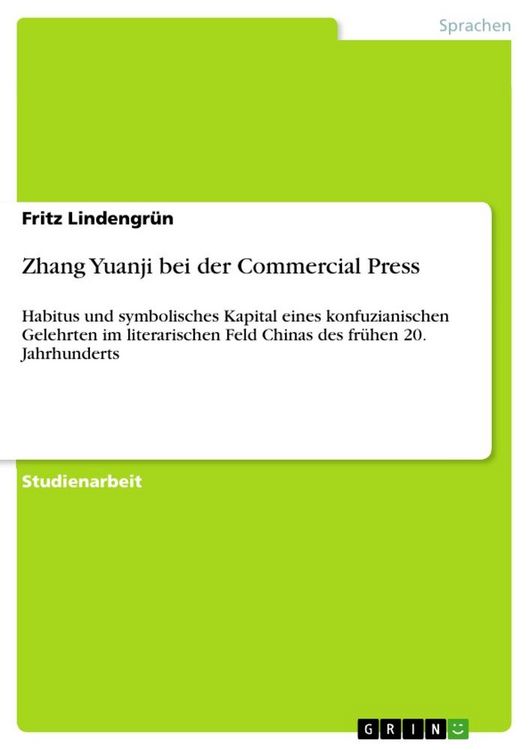 Produktbild: Zhang Yuanji bei der Commercial Press