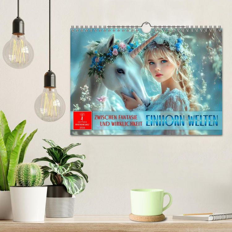 Produktbild: Einhorn-Welten - zwischen Fantasie und Wirklichkeit (Wandkalender 2026 DIN A4 quer), CALVENDO Monatskalender