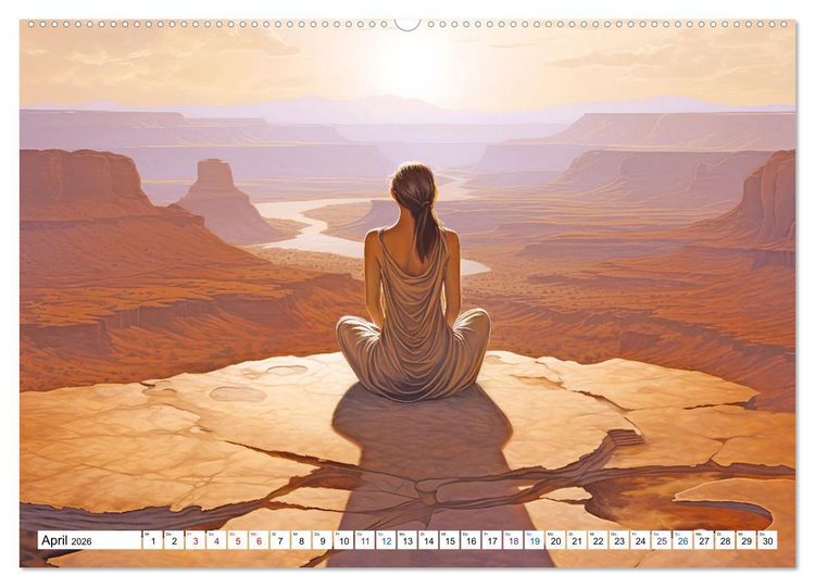 Produktbild: Meditation und weiter Horizont (hochwertiger Premium Wandkalender 2026 DIN A2 quer), Kunstdruck in Hochglanz