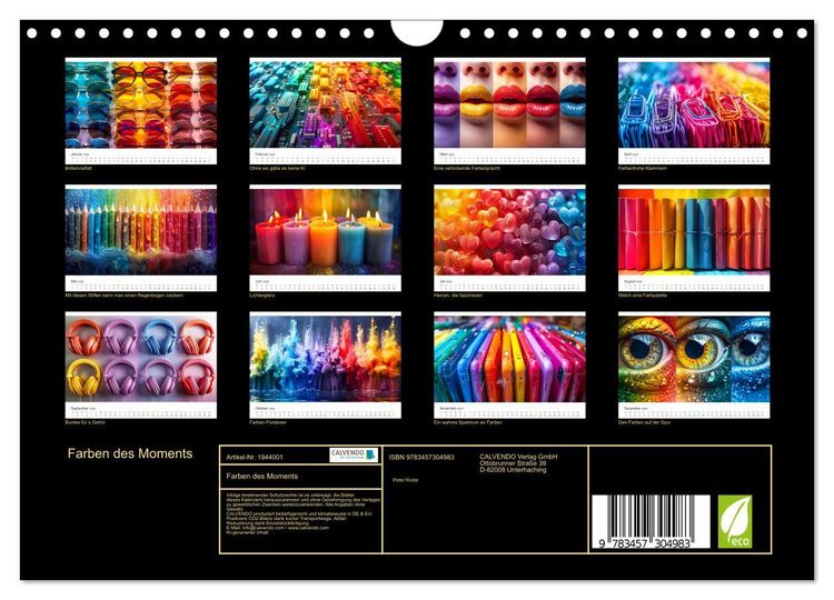Produktbild: Farben des Moments (Wandkalender 2026 DIN A4 quer), CALVENDO Monatskalender