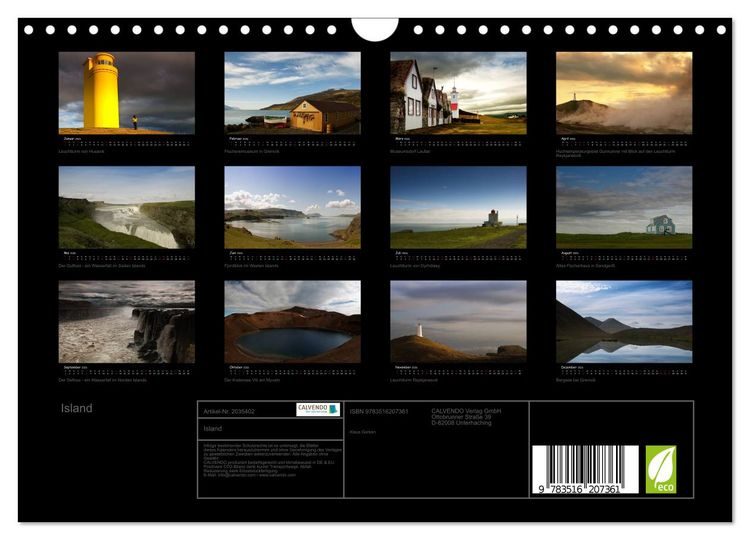 Produktbild: Island (Wandkalender 2026 DIN A4 quer), CALVENDO Monatskalender