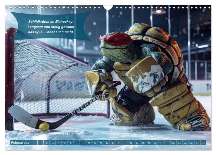 Produktbild: Der tierisch lustige Eishockey Kalender (Wandkalender 2026 DIN A3 quer), CALVENDO Monatskalender