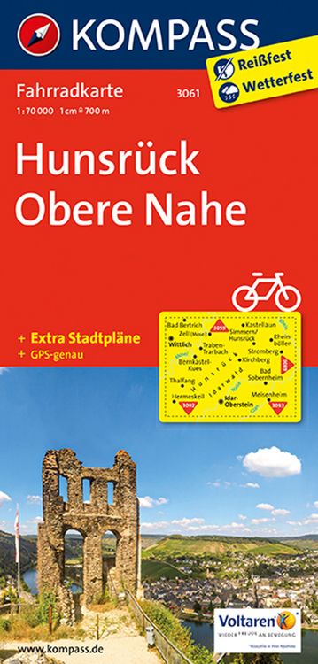 Produktbild: KOMPASS Fahrradkarte 3061 Hunsr&uuml;ck, Obere Nahe 1:70.000