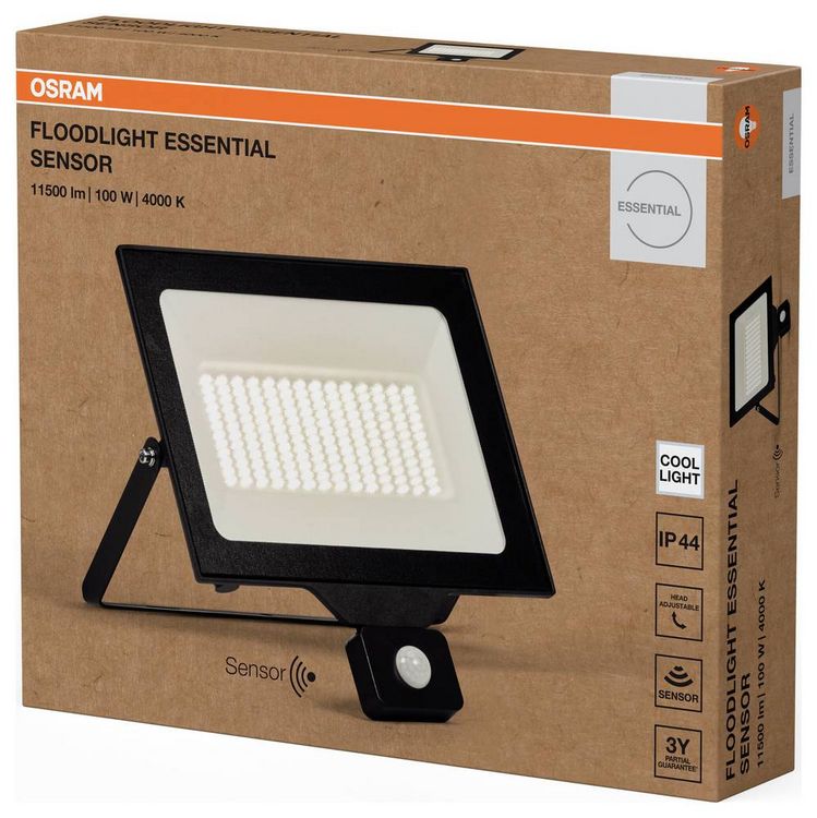 Produktbild: OSRAM HOMELIGHTING Floodlight Essential Sensor 100W 4000K 4099854429835 LED-Au&szlig;enstrahler mit Bewegungsmelder 100.00 W Leuchtfarben: Kaltwei&szlig;