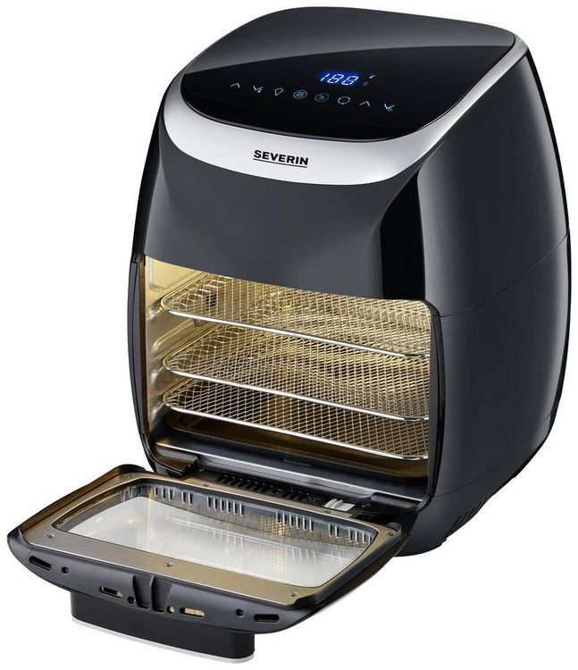 Produktbild: Severin FR 2446 Fritteuse 11l 2000W Hei&szlig;luft-Funktion, &Uuml;berhitzungsschutz Schwarz/Silber