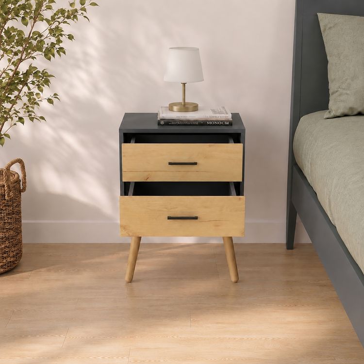 Produktbild: Nachttisch mit 2 Schublade 45x30x56 cm Singol XXL