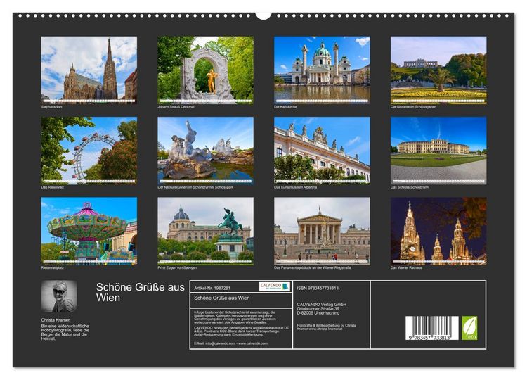 Produktbild: Sch&ouml;ne Gr&uuml;&szlig;e aus Wien (hochwertiger Premium Wandkalender 2026 DIN A2 quer), Kunstdruck in Hochglanz