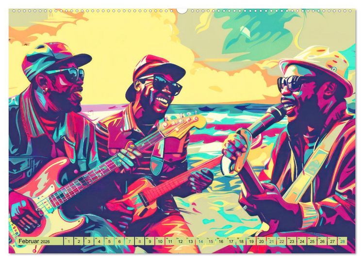 Produktbild: Musikanten im Pop-Art Stil (hochwertiger Premium Wandkalender 2026 DIN A2 quer), Kunstdruck in Hochglanz