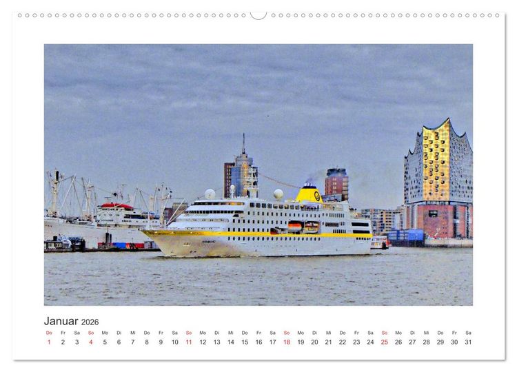 Produktbild: Kreuzfahrtschiffe Kurs Hamburg 2026 (Wandkalender 2026 DIN A2 quer), CALVENDO Monatskalender
