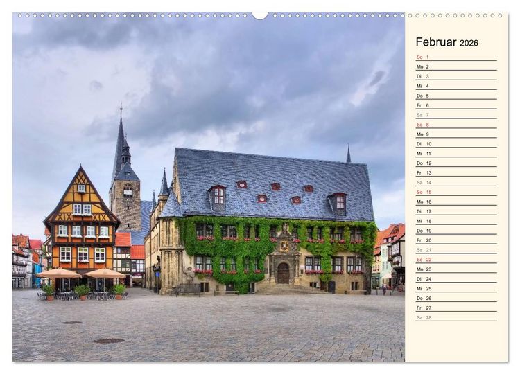 Produktbild: Quedlinburg - Welterbestadt im Harz (hochwertiger Premium Wandkalender 2026 DIN A2 quer), Kunstdruck in Hochglanz