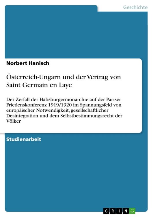 Produktbild: &Ouml;sterreich-Ungarn und der Vertrag von Saint Germain en Laye