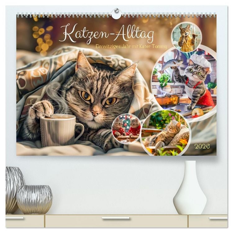 Produktbild: Katzen-Alltag - Ein witziges Jahr mit Kater Tommy (hochwertiger Premium Wandkalender 2026 DIN A2 quer), Kunstdruck in Hochglanz