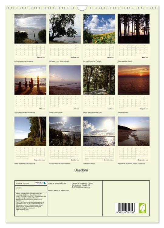 Produktbild: Usedom (Wandkalender 2026 DIN A3 hoch), CALVENDO Monatskalender