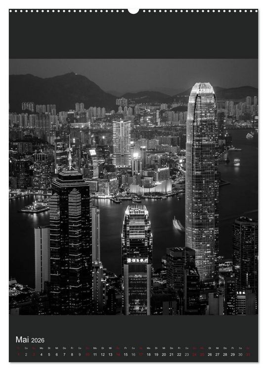 Produktbild: Hongkong schwarzwei&szlig; (hochwertiger Premium Wandkalender 2026 DIN A2 hoch), Kunstdruck in Hochglanz