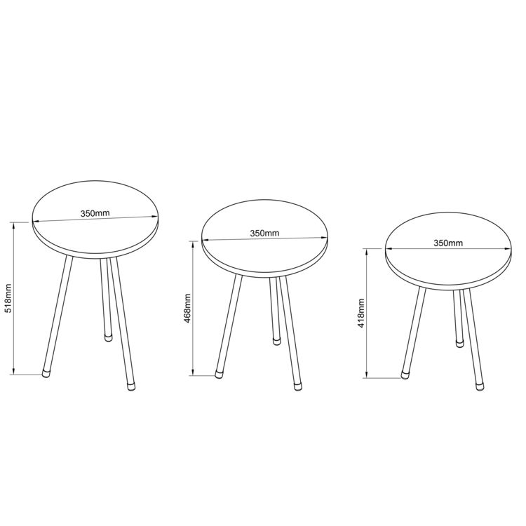 Produktbild: 3 tlg. Holz Beistelltisch Couchtisch Mamor Mirola