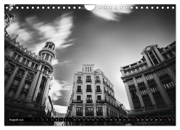 Produktbild: Madrid - Schwarz-Wei&szlig; Impressionen (Wandkalender 2026 DIN A4 quer), CALVENDO Monatskalender