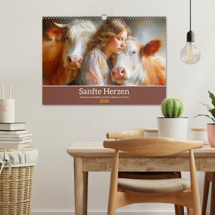 Produktbild: Sanfte Herzen. Vertrauen und N&auml;he zwischen Mensch und Tier (Wandkalender 2026 DIN A3 quer), CALVENDO Monatskalender