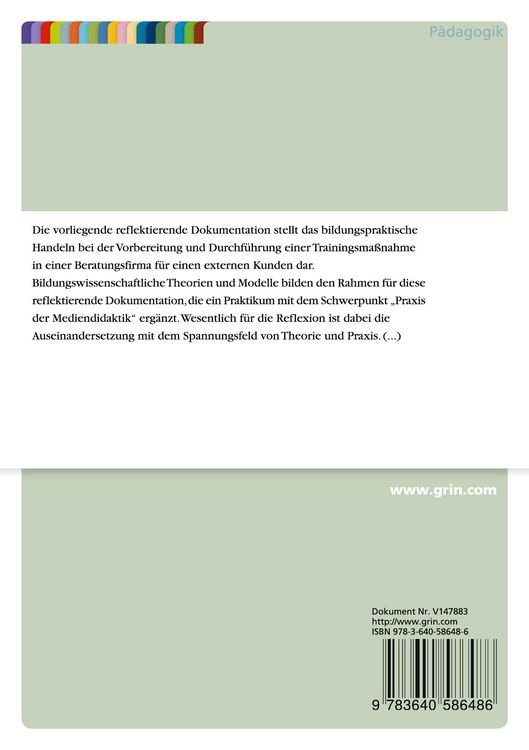 Produktbild: Konzeption, Planung und Durchf&uuml;hrung einer Trainingsma&szlig;nahme