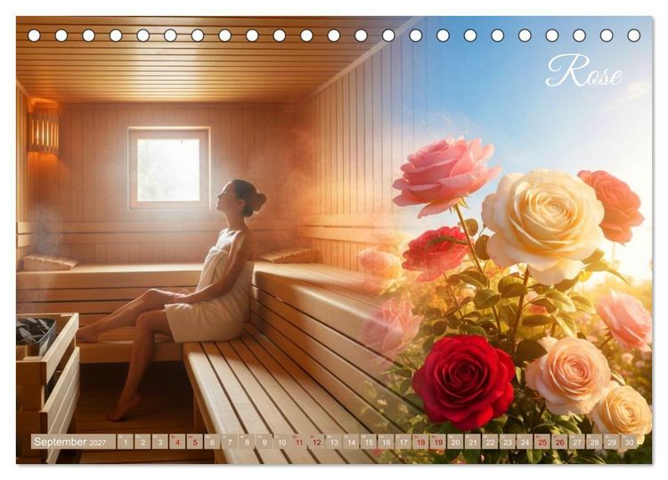 Produktbild: Sauna - Hitze, Duft, Genuss (Tischkalender 2027 DIN A5 quer), CALVENDO Monatskalender
