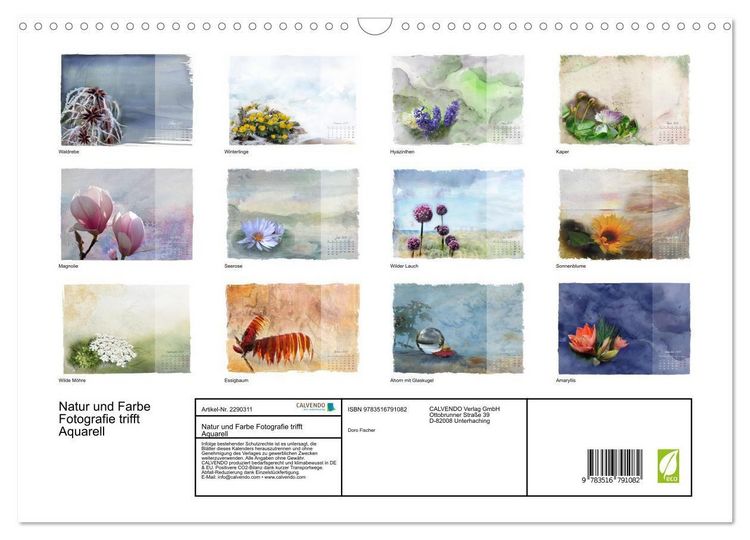 Produktbild: Natur und Farbe Fotografie trifft Aquarell (Wandkalender 2027 DIN A3 quer), CALVENDO Monatskalender