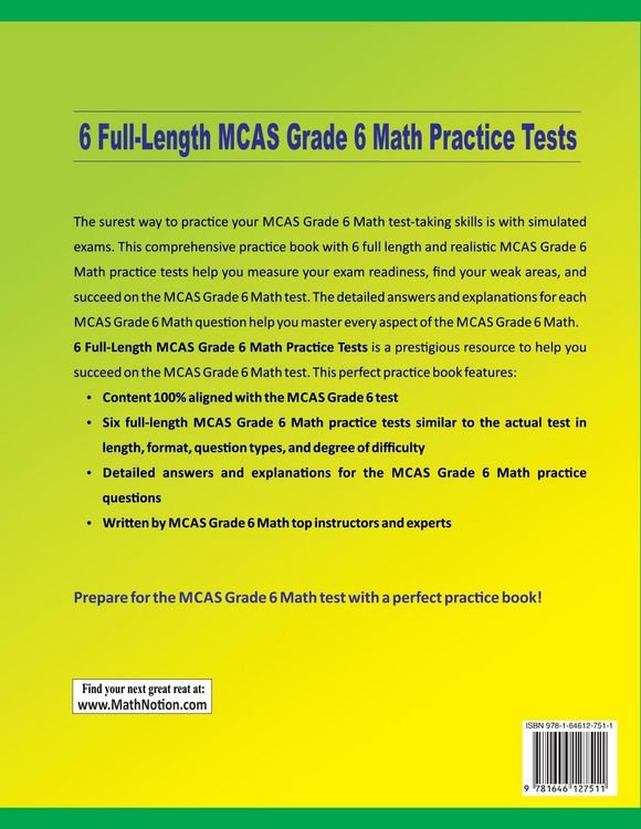 6 Full-Length MCAS Grade 6 Math Practice Tests online bestellen