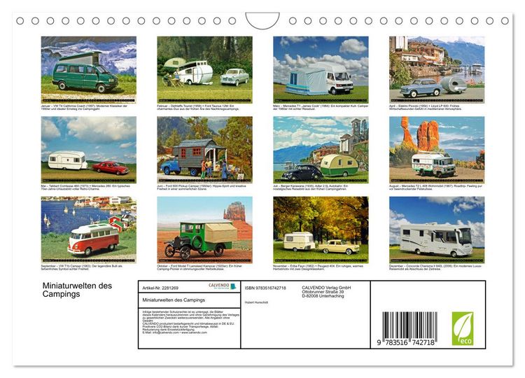 Produktbild: Miniaturwelten des Campings (Wandkalender 2026 DIN A4 quer), CALVENDO Monatskalender