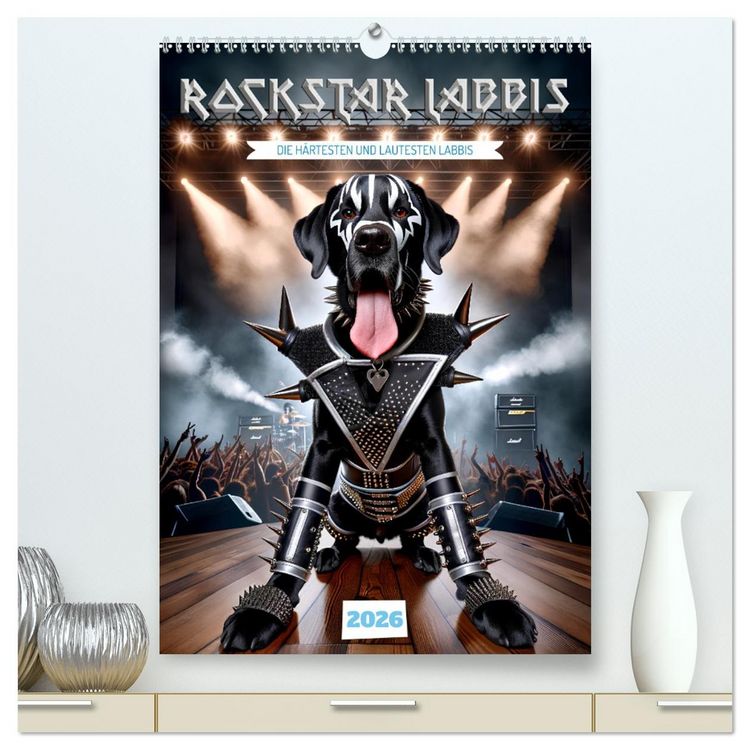 Produktbild: Rockstar Labbi (hochwertiger Premium Wandkalender 2026 DIN A2 hoch), Kunstdruck in Hochglanz