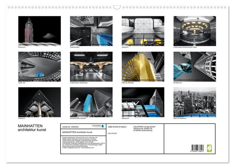 Produktbild: MAINHATTEN architektur kunst (Wandkalender 2026 DIN A2 quer), CALVENDO Monatskalender