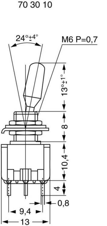 Produktbild: Miyama 703117 MS 500-BC-J Kippschalter 125 V/AC 6 A 2 x (Ein)/Aus/(Ein) tastend/0/tastend 1 St.