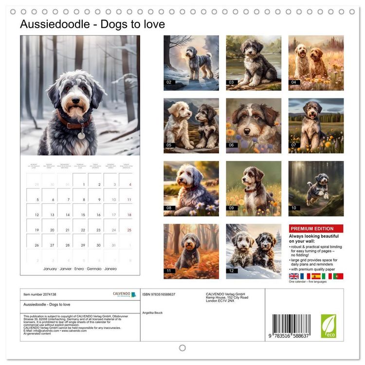 Produktbild: Aussiedoodle - Dogs to love (Wall Calendar 2026 12 &times; 12 Inch) CALVENDO 12 Month Wall Calendar