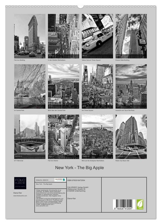 Produktbild: New York - The Big Apple (hochwertiger Premium Wandkalender 2026 DIN A2 hoch), Kunstdruck in Hochglanz