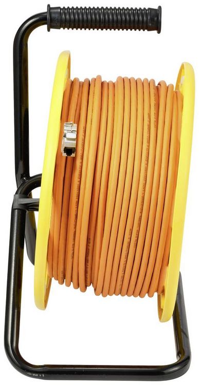Produktbild: Renkforce RJ45 Netzwerk Kabeltrommel CAT 7a S/FTP 90.00m Orange Rund