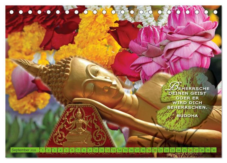 Produktbild: Buddhas Worte - Der Weg zur Achtsamkeit (Tischkalender 2026 DIN A5 quer), CALVENDO Monatskalender
