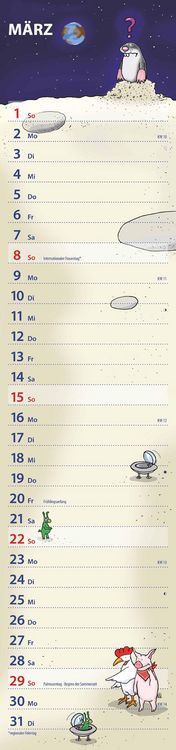 Produktbild: Notizkalender Humor 2026 - Streifenplaner 15x64 cm - Wandkalender - Küchenkalender - mit lustigen Cartoons und Sprüchen - Langplaner