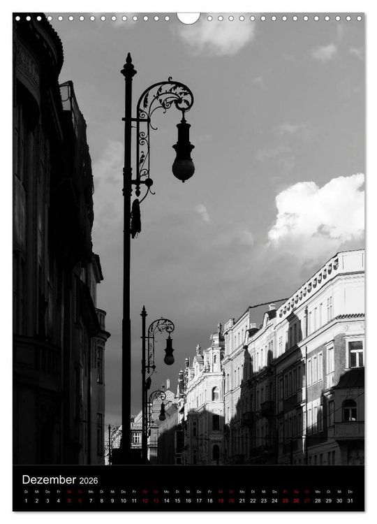 Produktbild: Prag - Die goldene Stadt in monochrom (Wandkalender 2026 DIN A3 hoch), CALVENDO Monatskalender