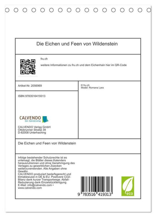 Produktbild: Die Eichen und Feen von Wildenstein (Tischkalender 2026 DIN A5 hoch), CALVENDO Monatskalender