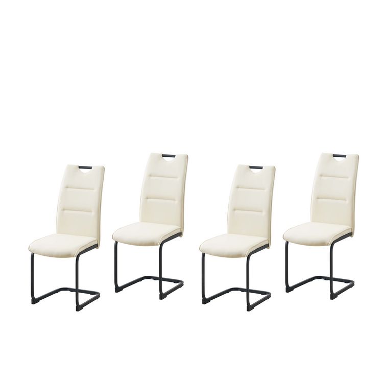 Produktbild: HTI-Living Schwingstuhl 4er Set PU creme DannyP Freischwinger Esszimmerstuhl Kunstleder